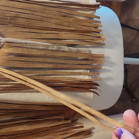 Saints & Hearts Faux suede leather fringe cropped jacket L Western - Picture 3 of 8